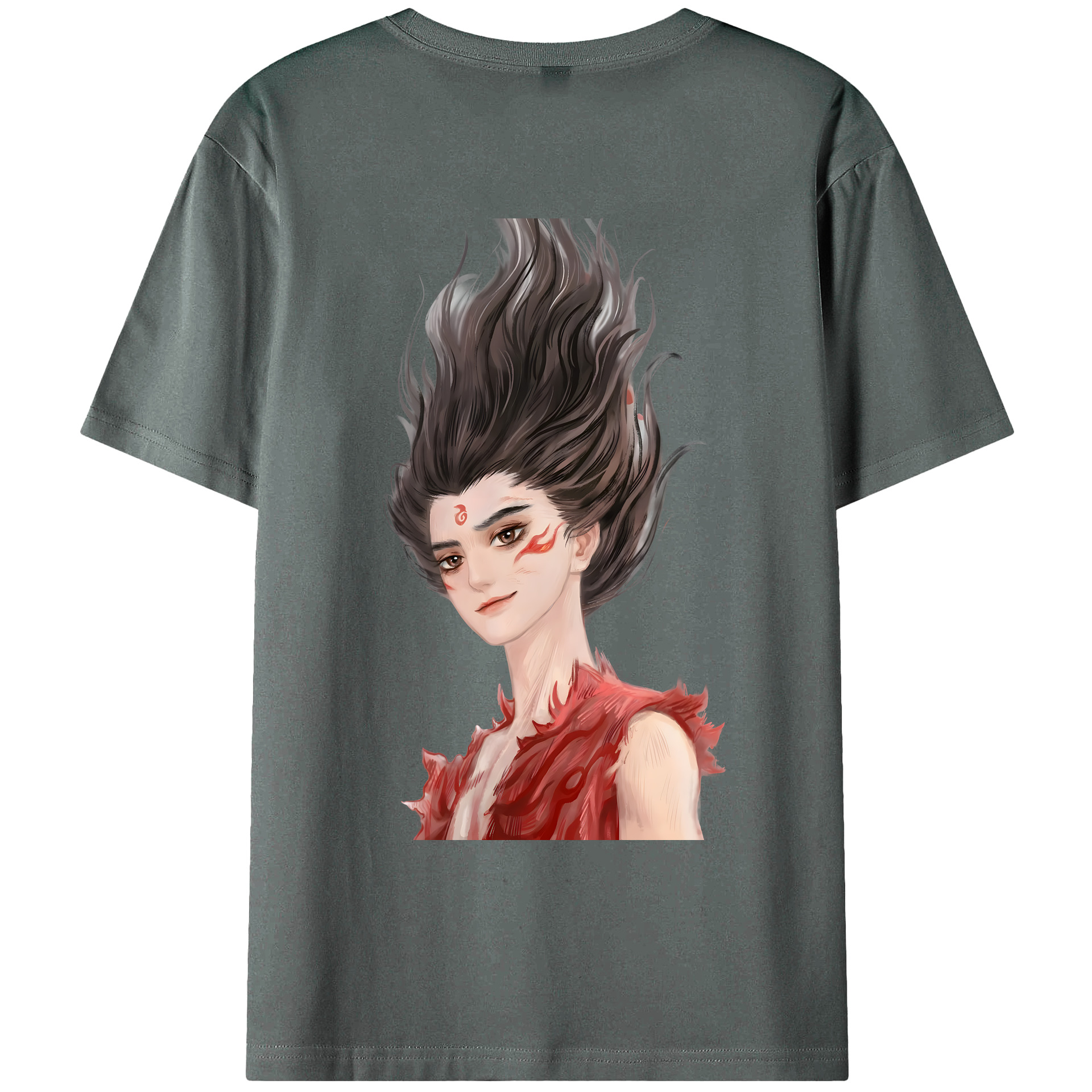 （画像用） Ne Zha 2 ナタ 魔童の大暴れ 綿100％ メンズ半袖Tシャツ（バックプリント） 通気性